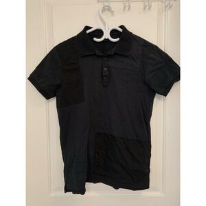 Diesel Industry Patchwork Reconstructed Polo Shirt Black S T-POLPATCH Cyber Y2K